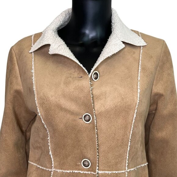 ✨ Winter-Ready Chic — Cabi Faux Suede Shearling Jacket Camel Tan XS Style 932 ✨ - Picture 5 of 13